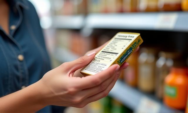 Personne lisant une étiquette alimentaire pour les allergènes